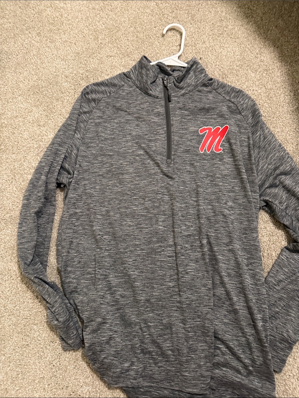 Heather Gray Ole Miss Quarter-Zip thin Pullover